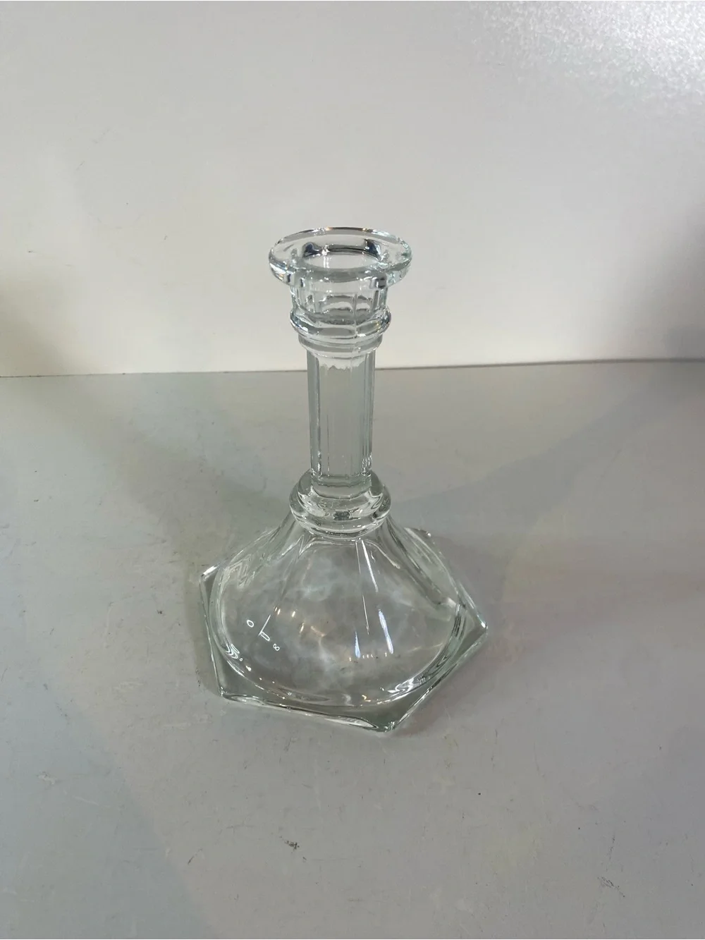 Vintage 2 Piece Clear Glass Etched Floral Votive Cup Candle Holder 12” Height